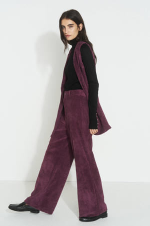 corduroy wide leg broek paars