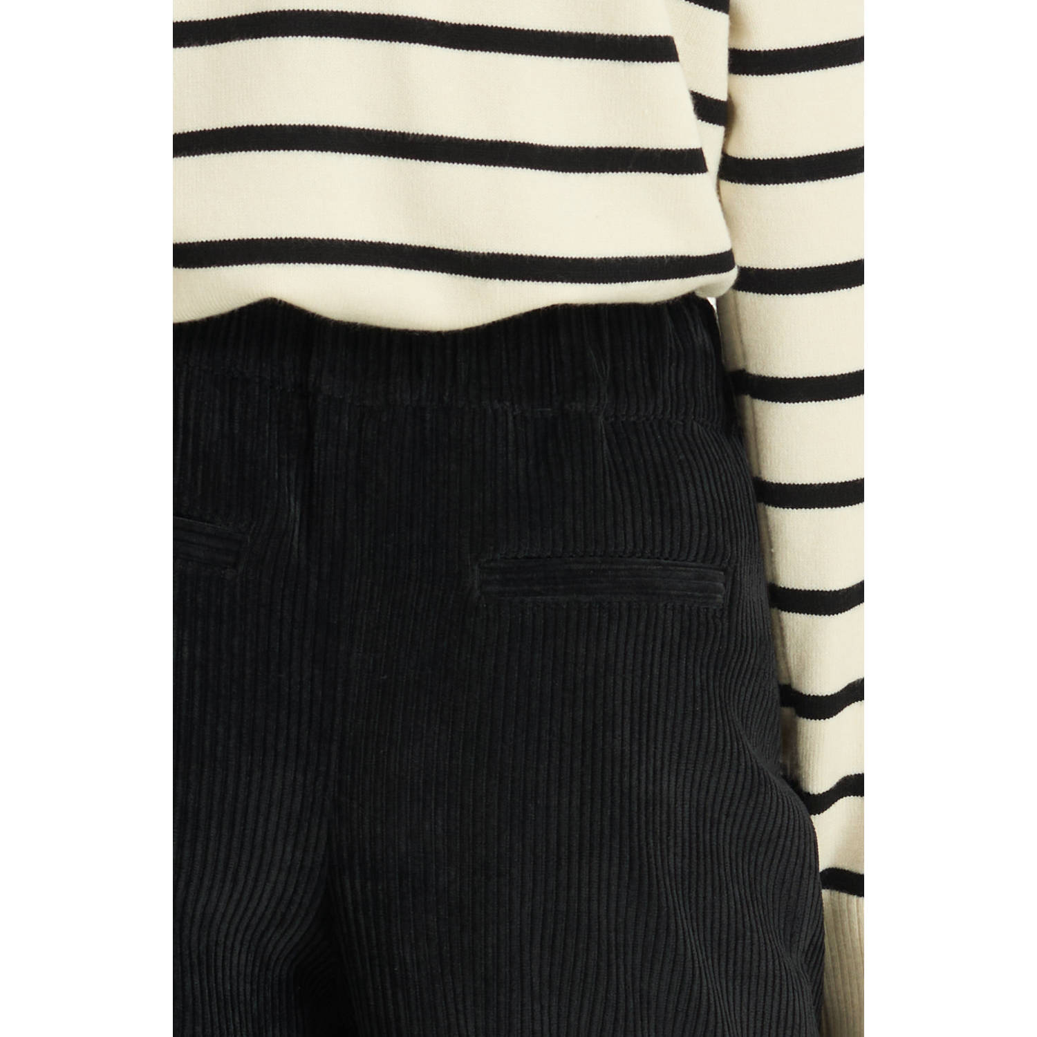 anytime corduroy wide leg broek zwart