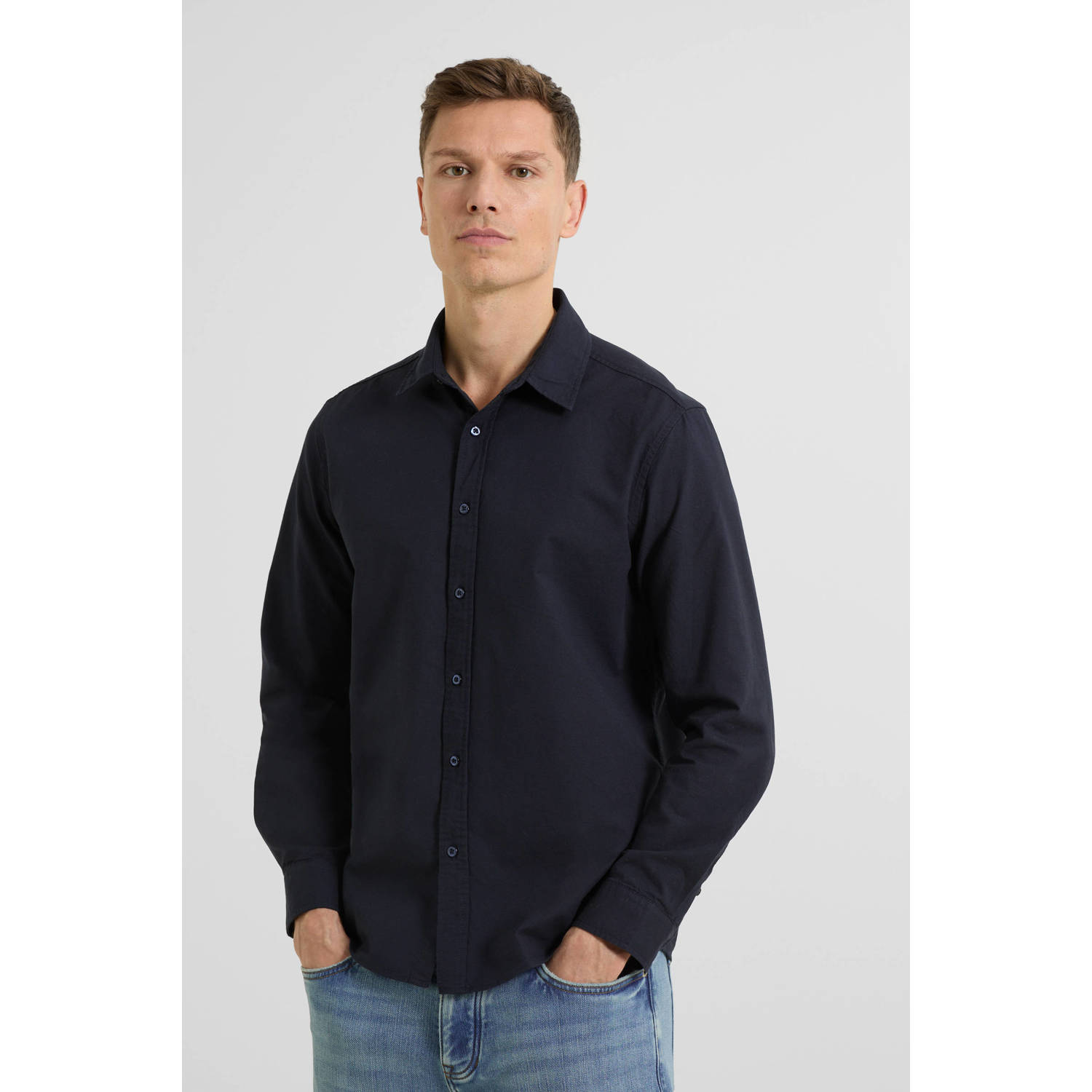 Anytime oxford overhemd marineblauw