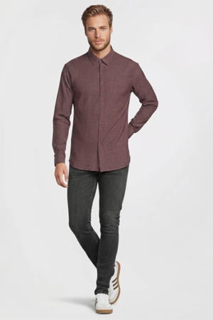 gemêleerd overhemd bordeauxrood