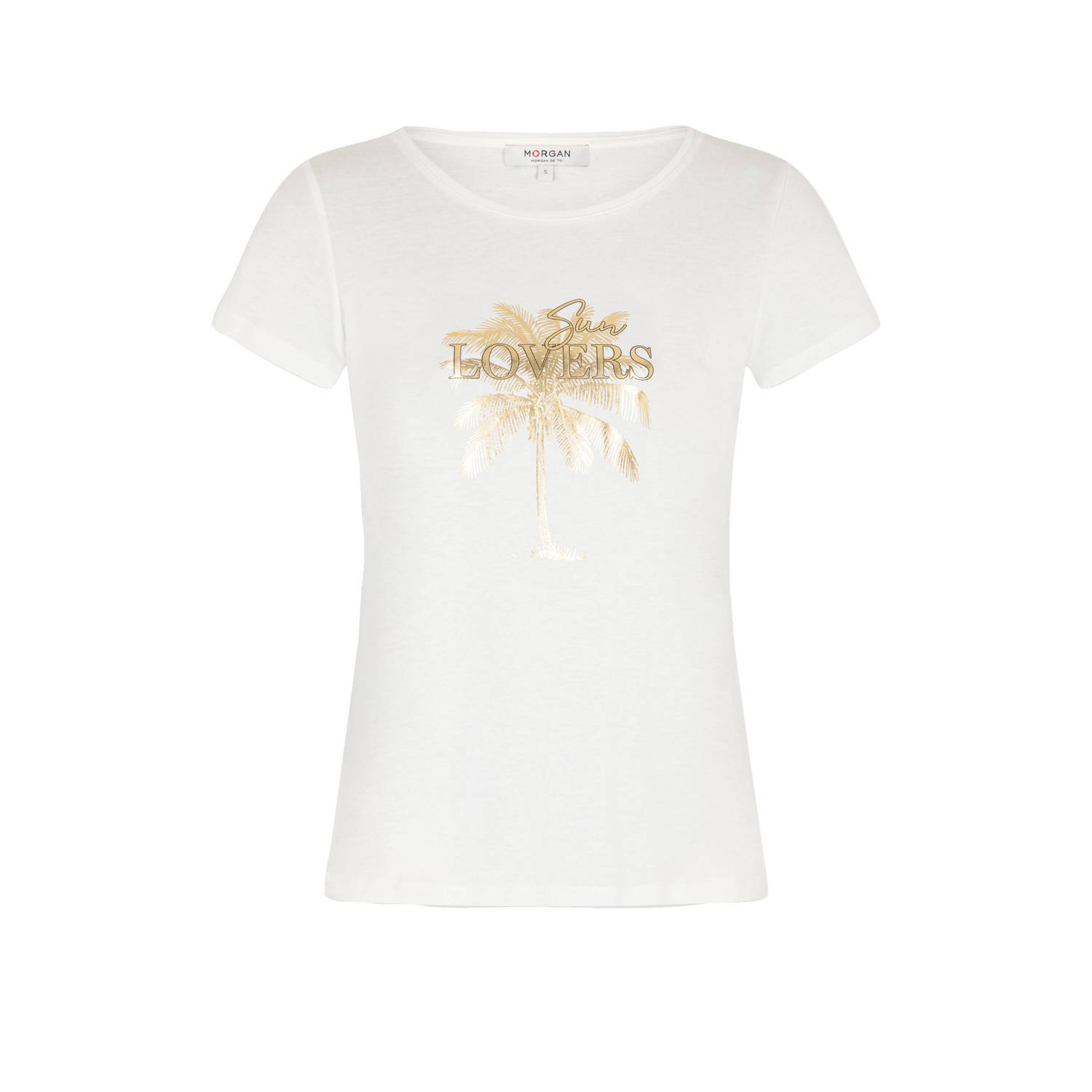 Morgan T-shirt met printopdruk ecru goud