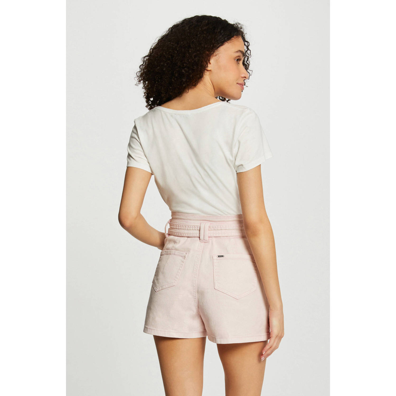 Morgan T-shirt met tekst en borduursels ecru