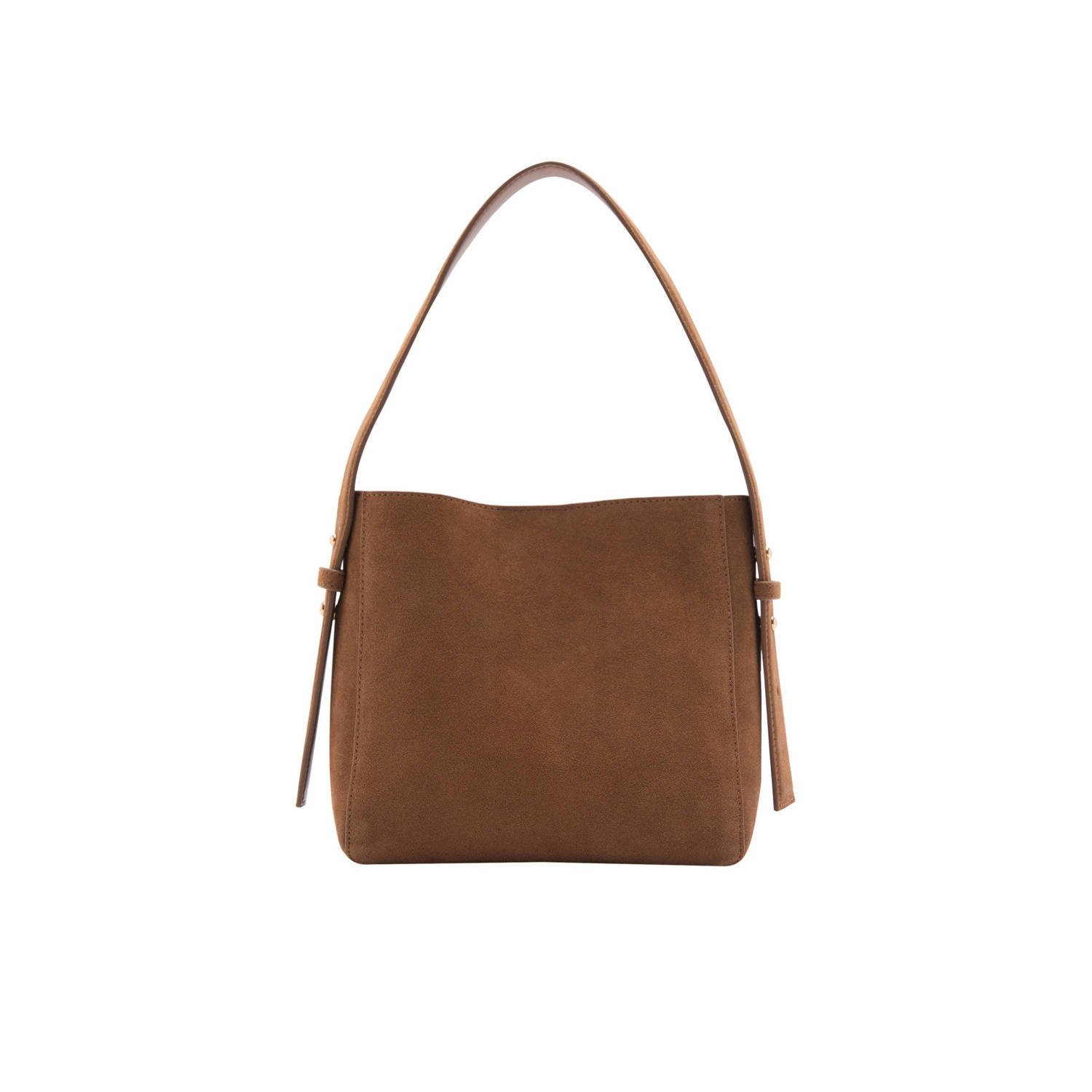 Mango leren shopper bruin