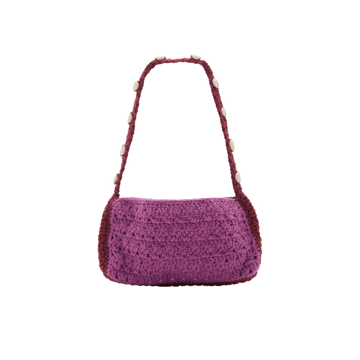 Mango crochet schoudertas roze