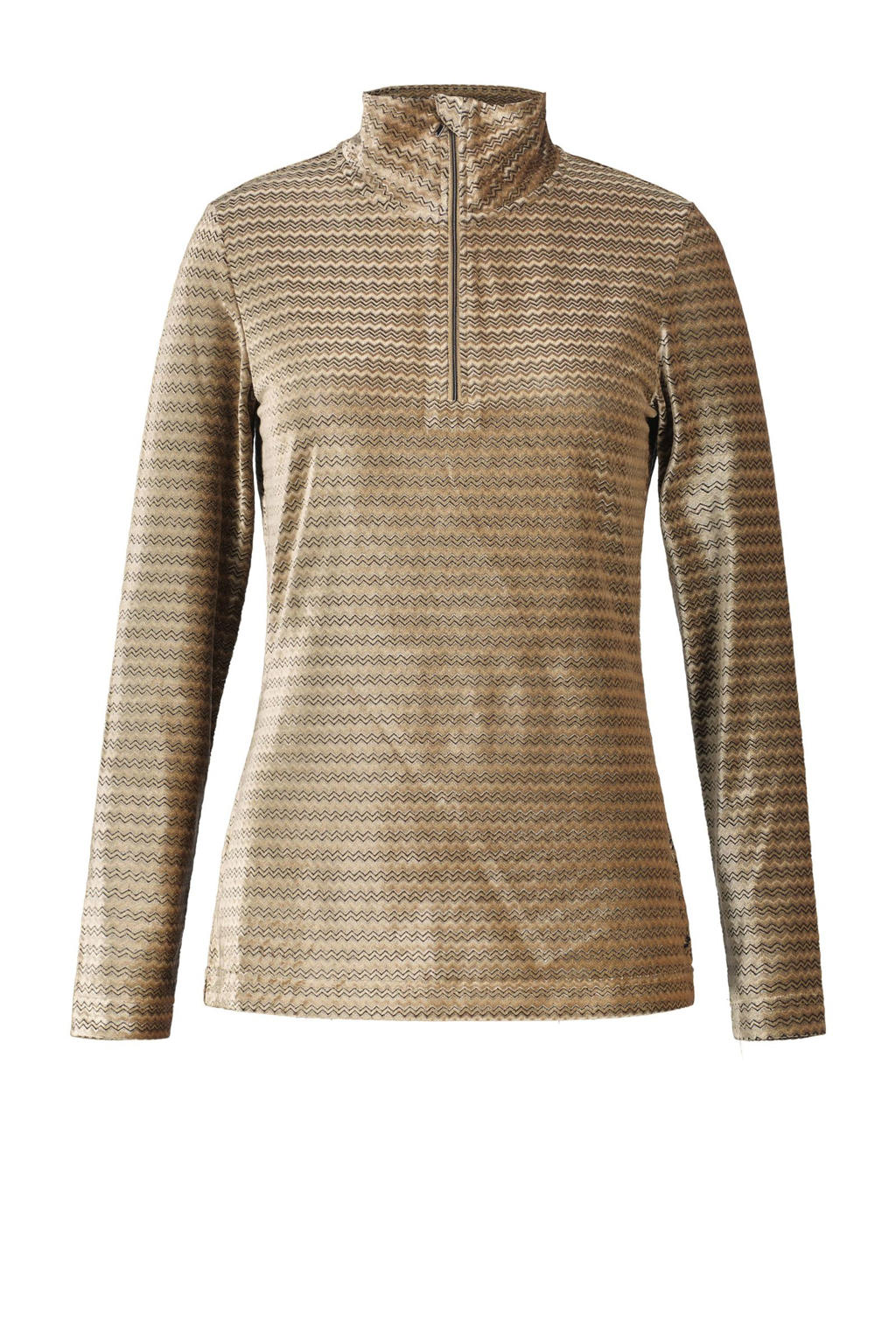 Beige dames Luhta skipully Haltiansaar van polyester met lange mouwen, opstaande kraag en halve rits