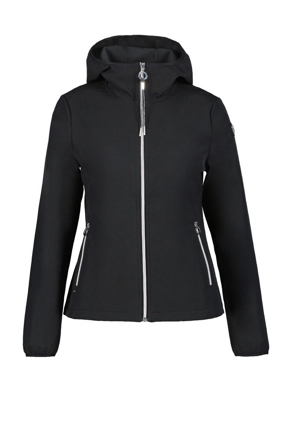 Zwarte dames Luhta outdoor jas Annikkala van polyester met effen, lange mouwen, capuchon en ritssluiting