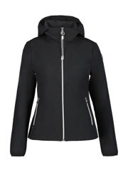 thumbnail: Zwarte dames Luhta outdoor jas Annikkala van polyester met effen, lange mouwen, capuchon en ritssluiting