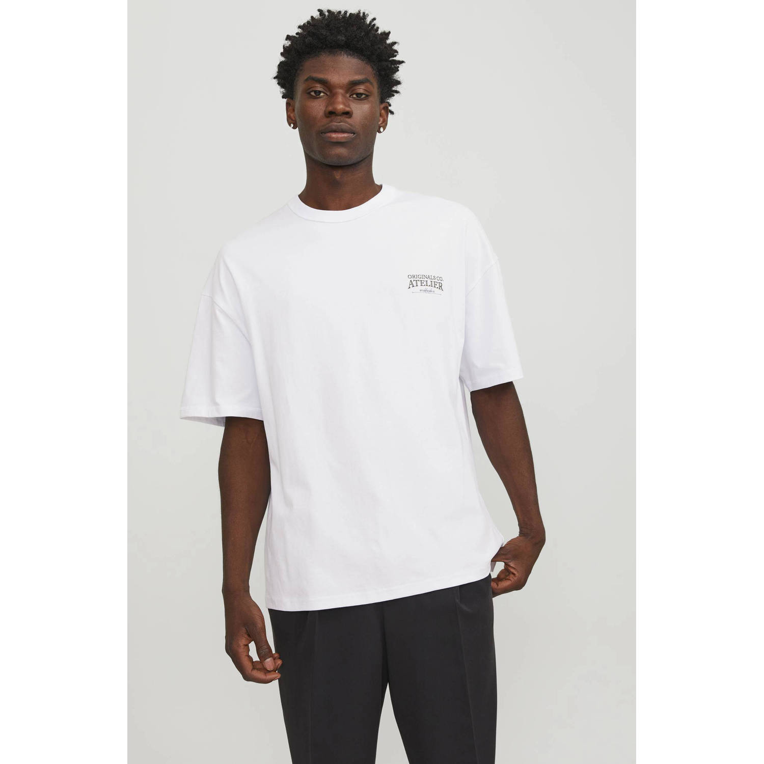 JACK & JONES ORIGINALS T-shirt JORSANTORINI met backprint bright white