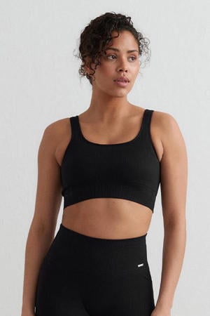 level 2 rib sportbh Seamless zwart