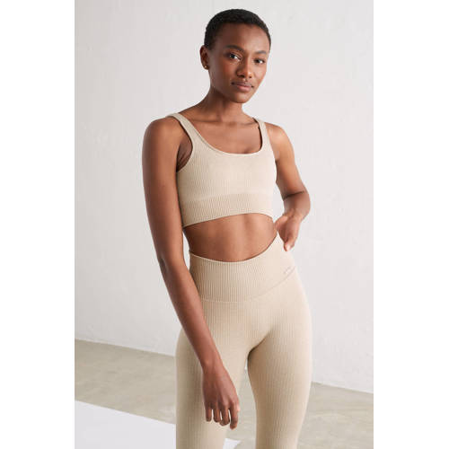 Aim'n level 2 rib sportbh Seamless beige afbeelding