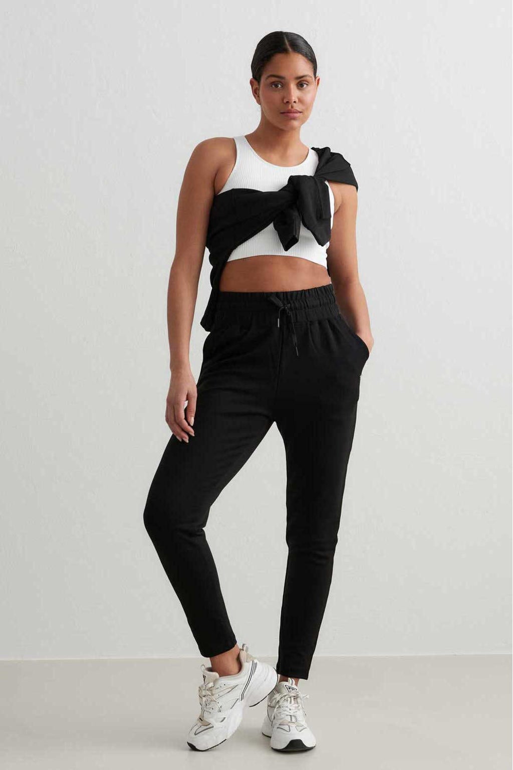 Zwarte dames Aim'n joggingbroek Comfy van modal met regular fit, regular waist en effen