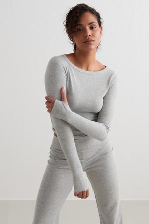 rib top Ease lichtgrijs melange