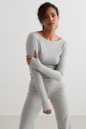 rib top Ease lichtgrijs melange