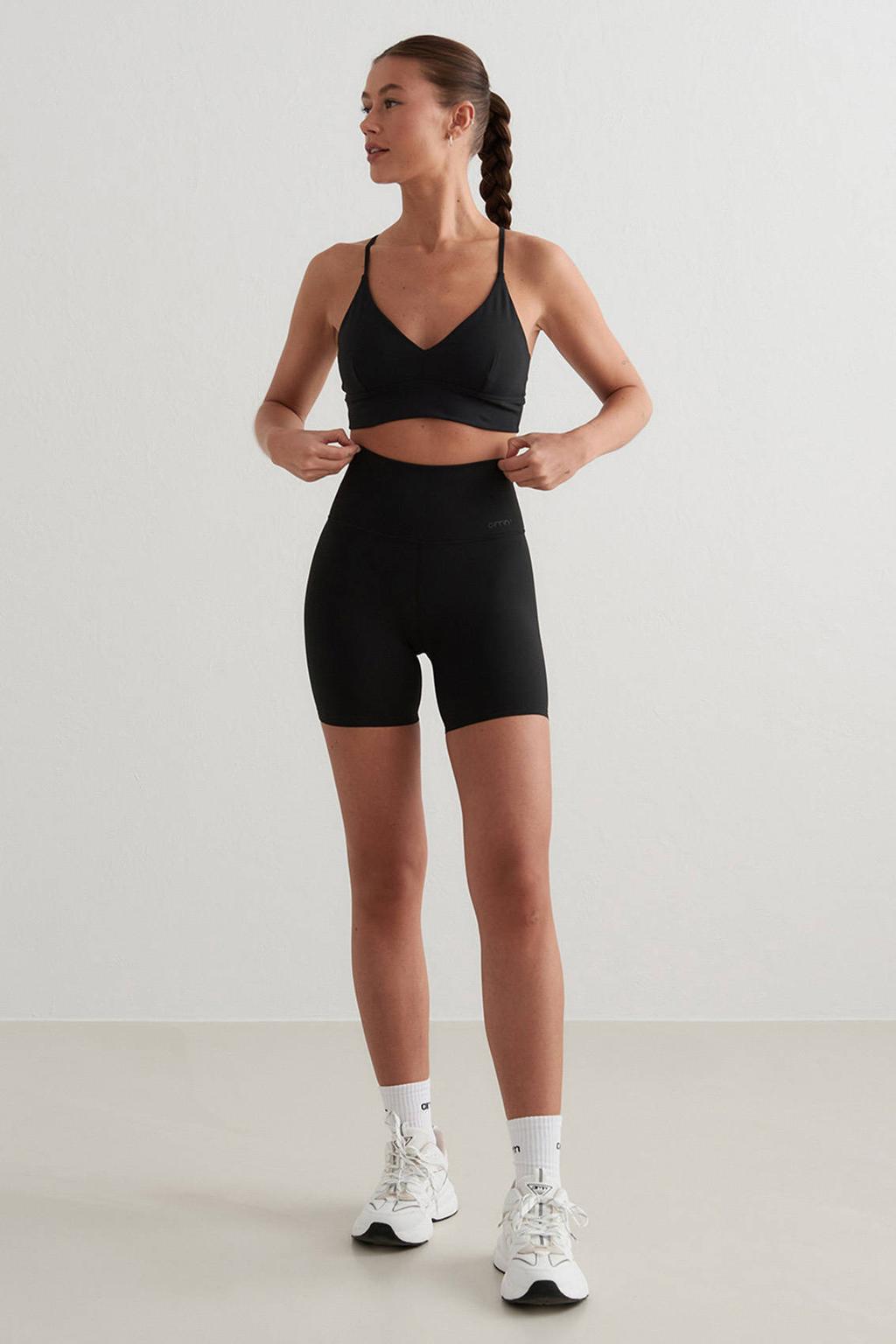 Zwarte dames Aim'n sportshort Sense Midi Biker van polyester met slim fit en regular waist