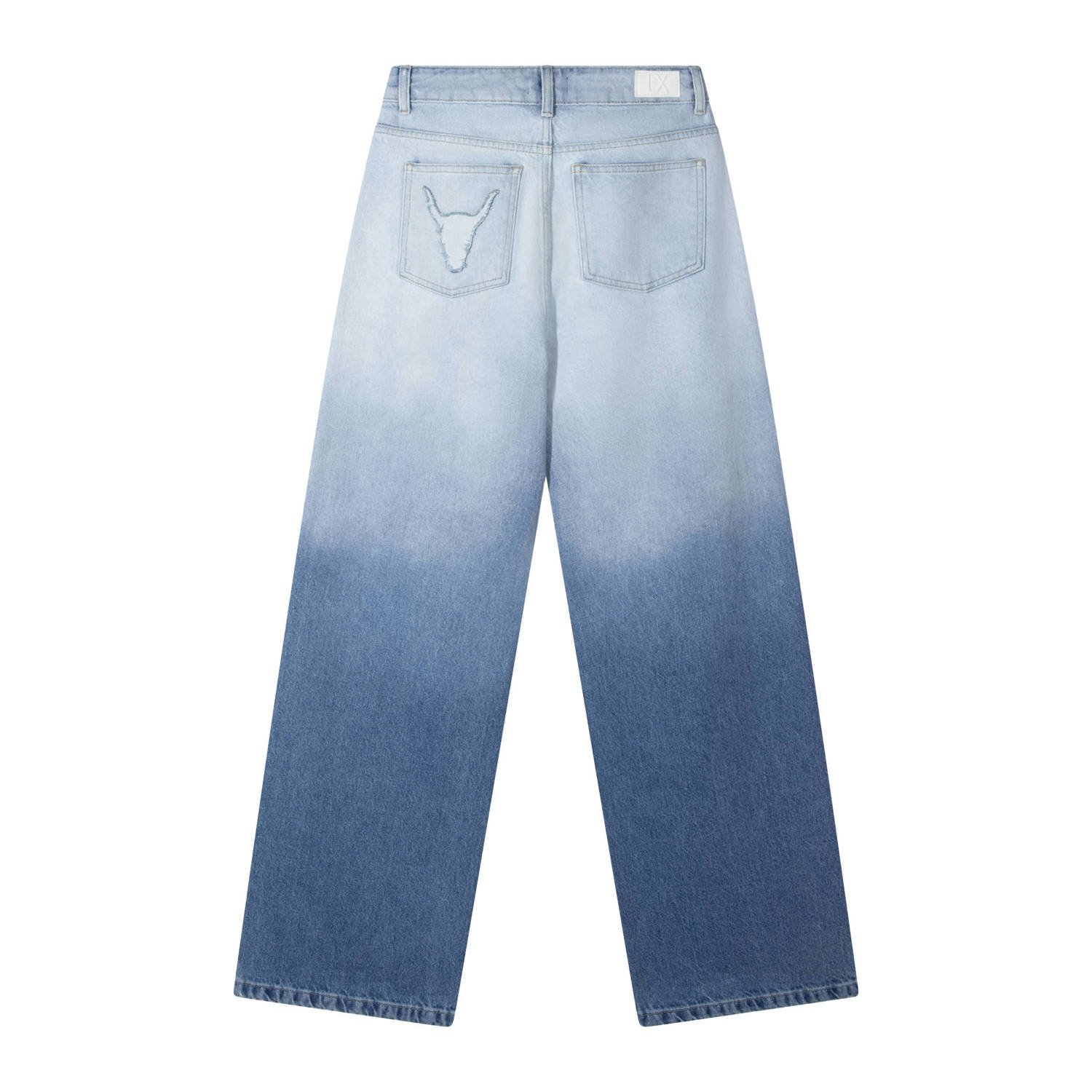 Alix the Label dip-dye high waist wide leg jeans light medium blue denim