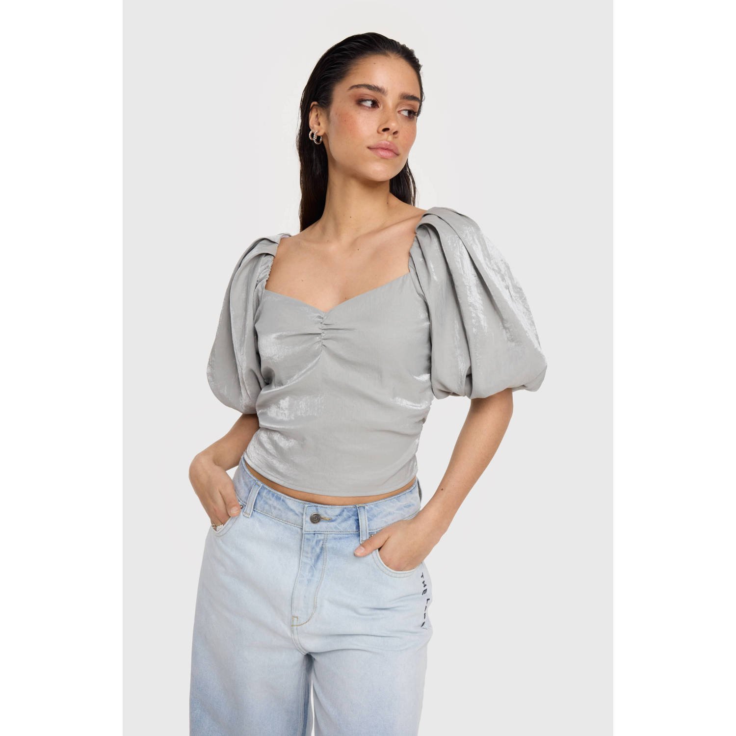 Alix the Label metallic top zilver