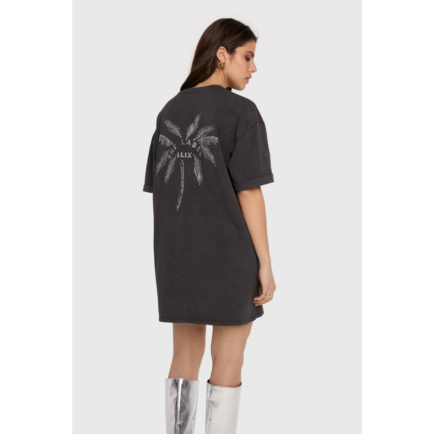 Alix the Label T-shirtjurk antraciet