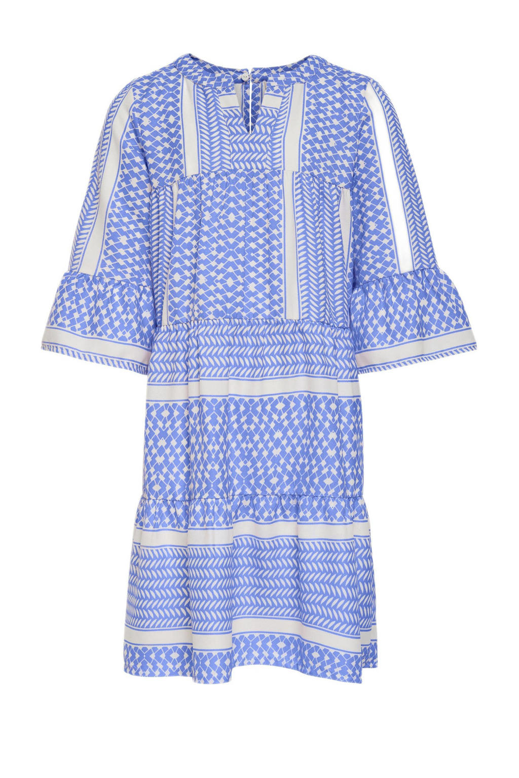 Blauw en witte meisjes KIDS ONLY A-lijn jurk met half lange mouwen en ronde hals