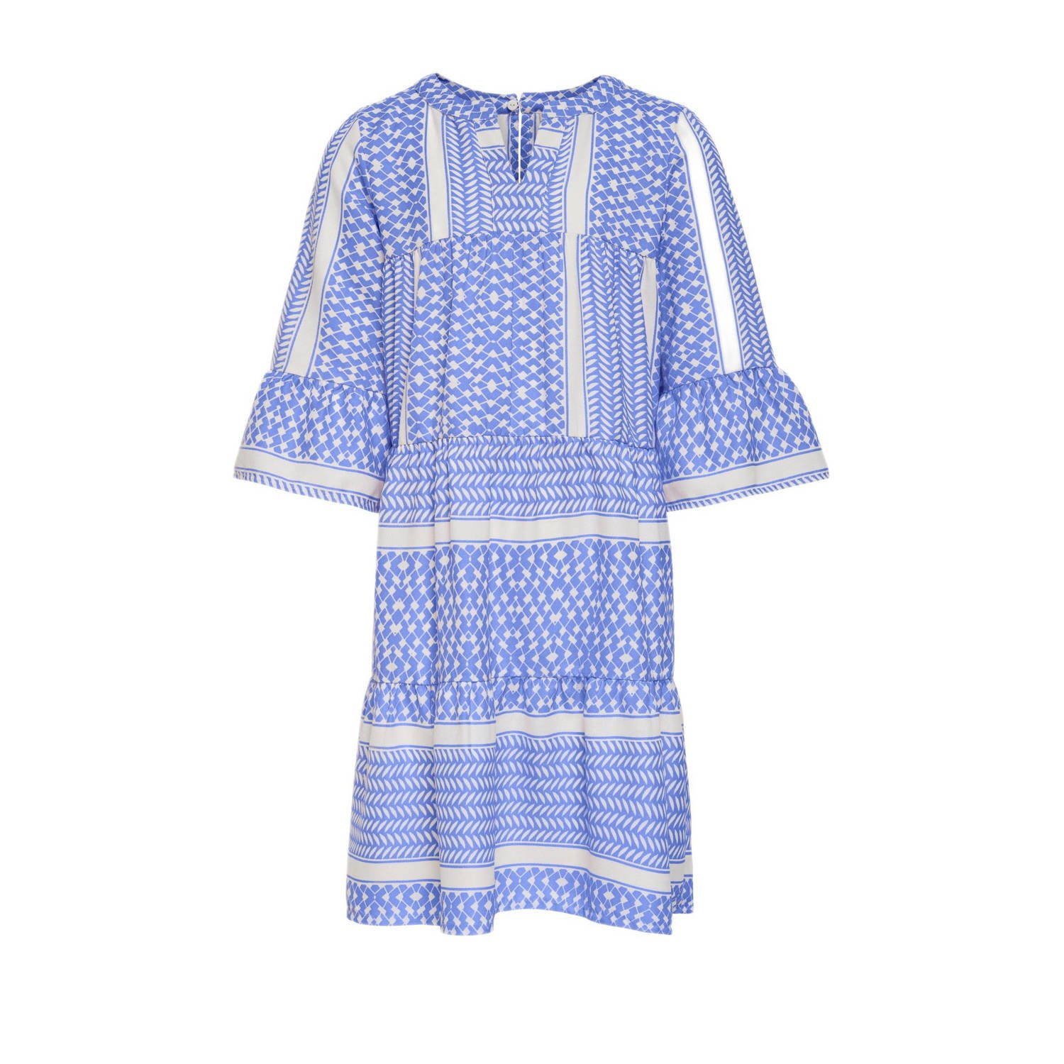 Only KIDS GIRL A-lijn jurk KOGALBERTE met all over print Blauw Meisjes Polyester Ronde hals 128