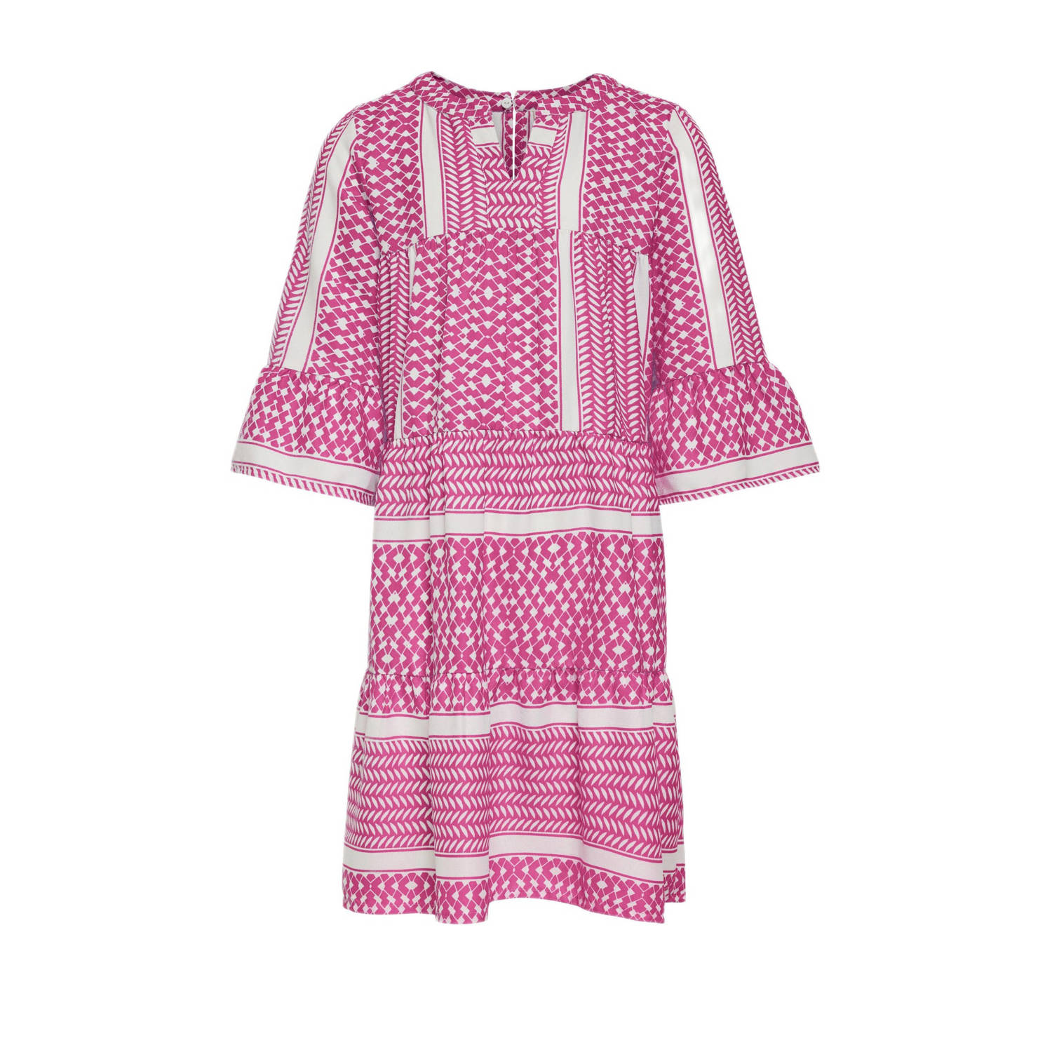 Only KIDS GIRL A-lijn jurk KOGALBERTE met all over print zoetroze wit Meisjes Polyester Ronde hals 146