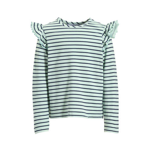 anytime longsleeve met ruffles grijsgroen / donkerblauw afbeelding