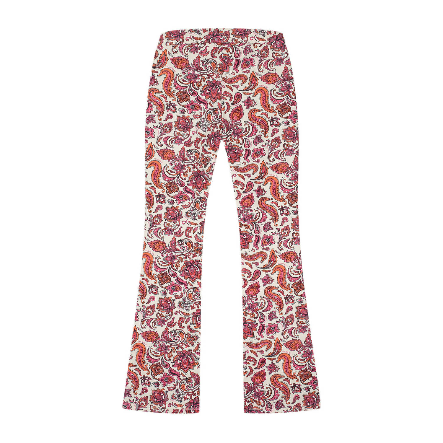 NIK&NIK flared broek met paisleyprint oranje fuchsia wit Meisjes Polyester 128