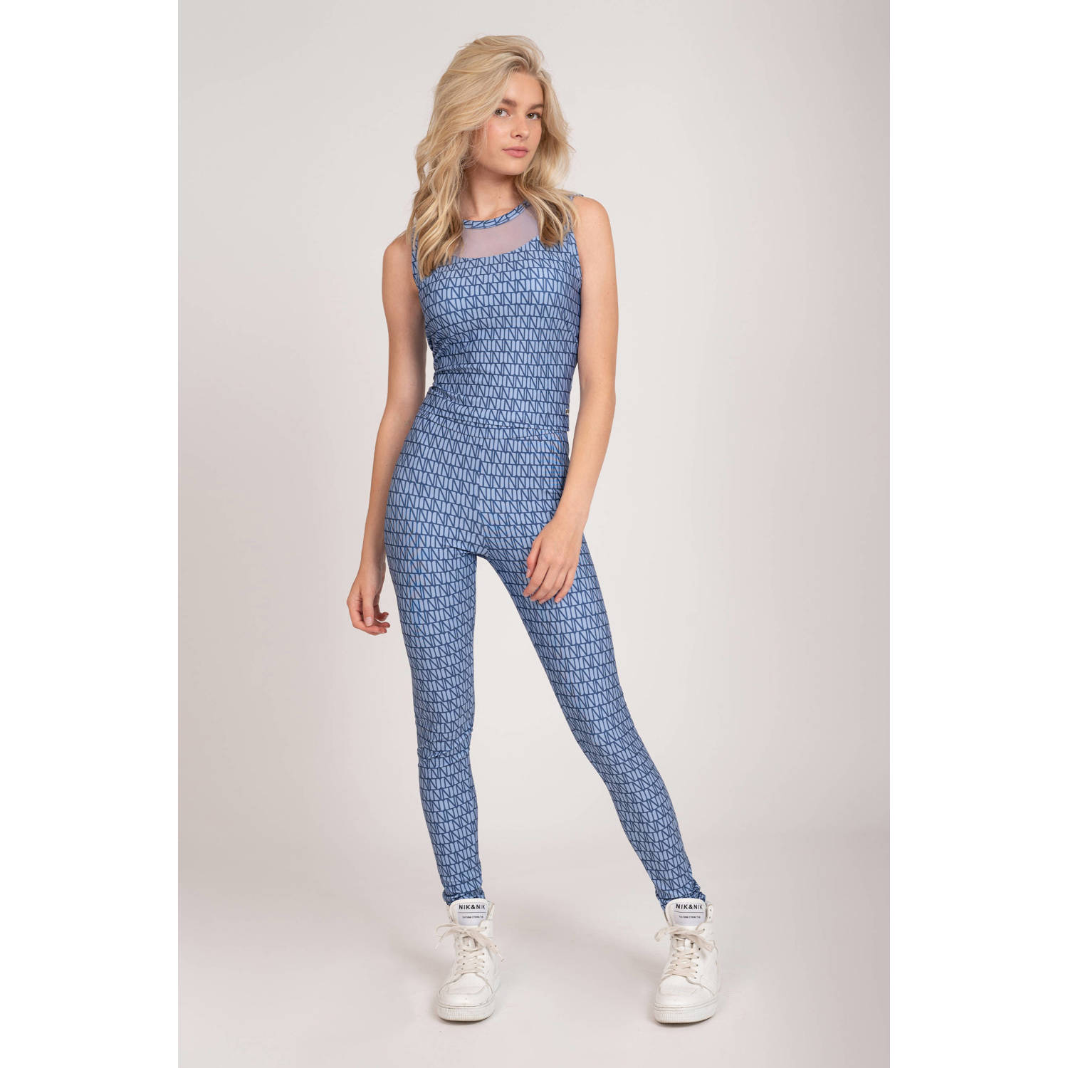 NIK&NIK skinny broek Joya met all over print lavendelblauw