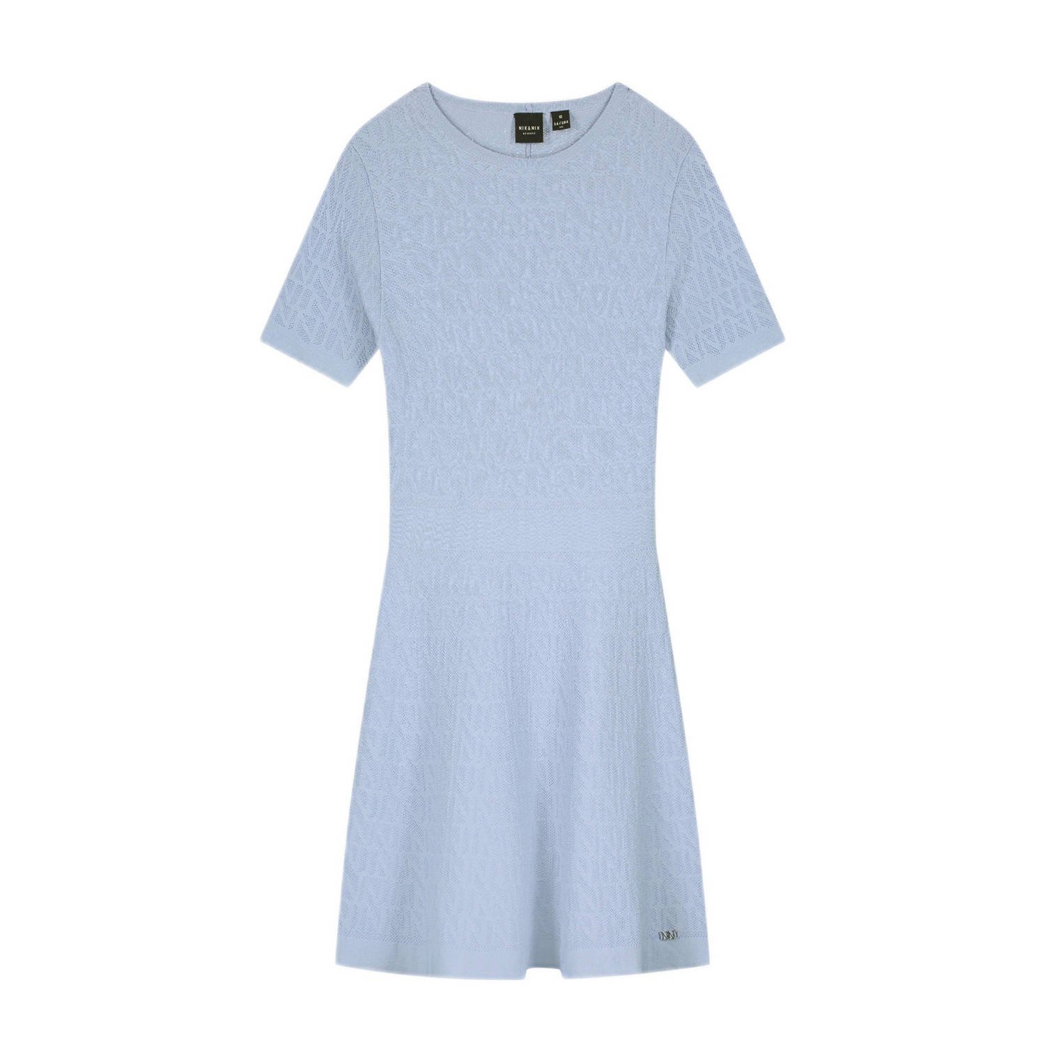 NIK&NIK jurk Jiro met logo lavendelblauw Meisjes Viscose Opstaande kraag 128