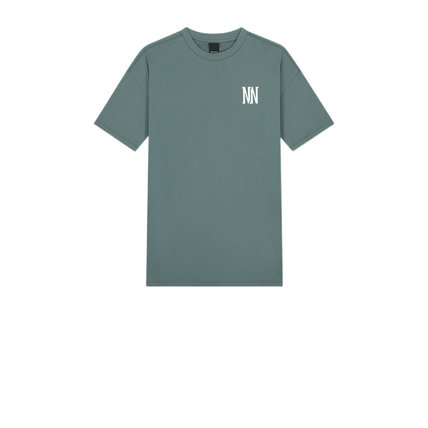 NIK&NIK T-shirt High End met backprint grijsgroen Jongens Katoen Ronde hals 128