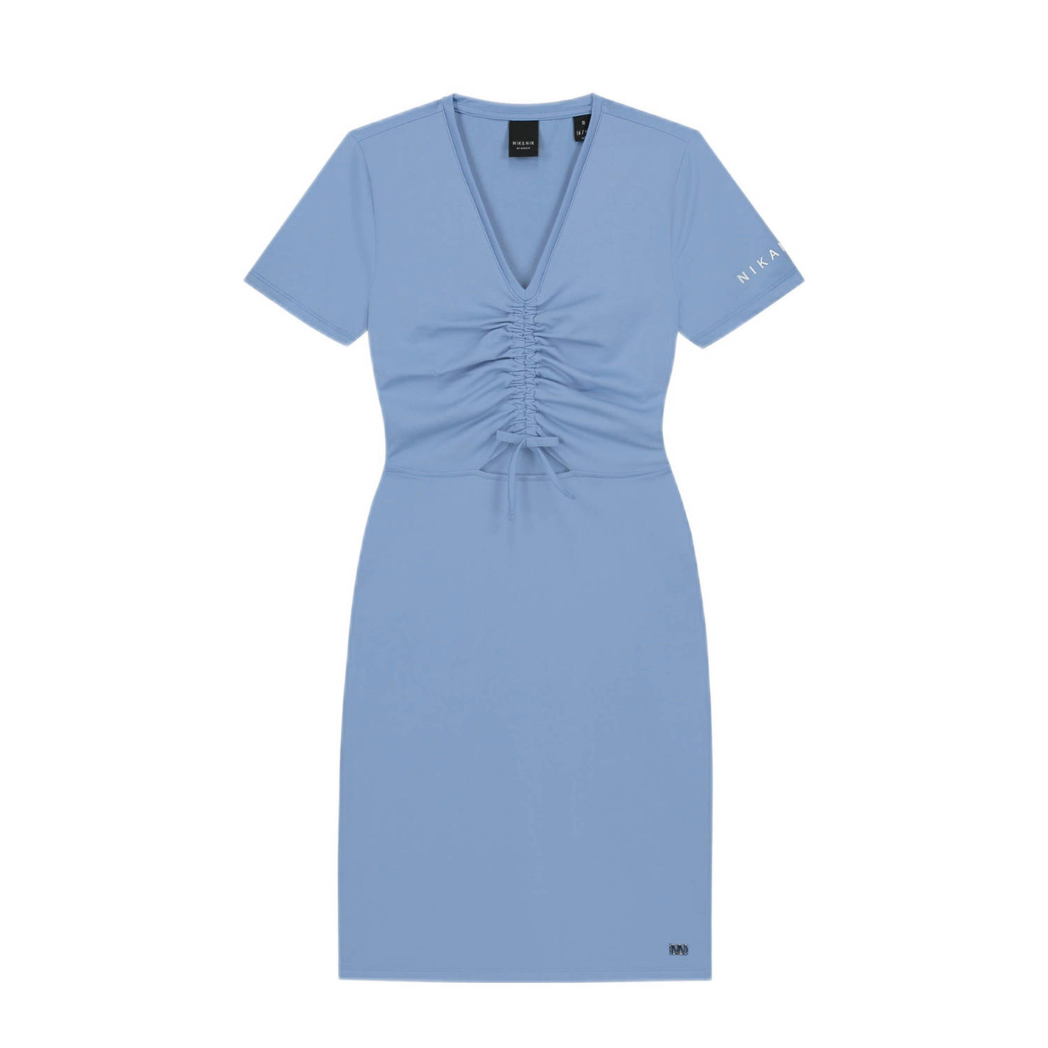 NIK&NIK jurk Pull Up lavendelblauw Meisjes Polyester V-hals Effen 128