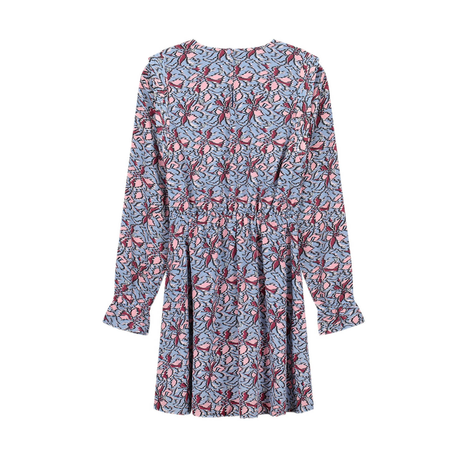 NIK&NIK jurk Safi met all over print zachtblauw roze donkerrood