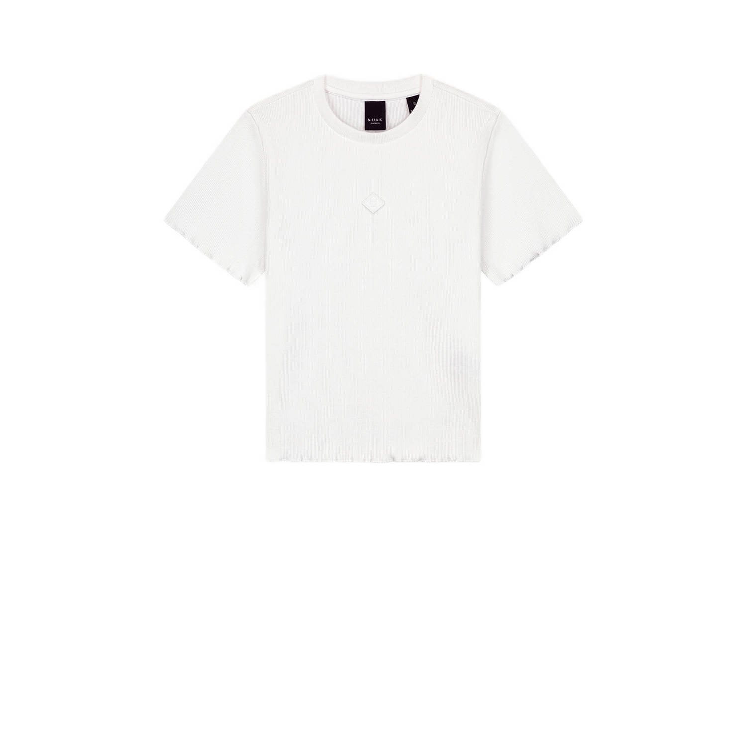NIK&NIK T-shirt Rib offwhite Wit Meisjes Stretchkatoen Ronde hals Effen 128