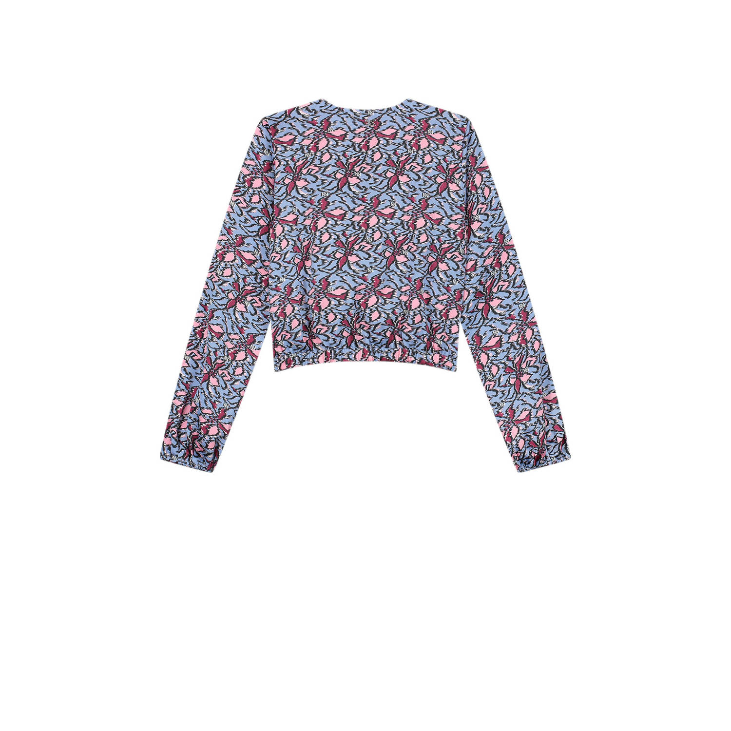 NIK&NIK top Sumi met all over print zachtblauw roze donkerrood
