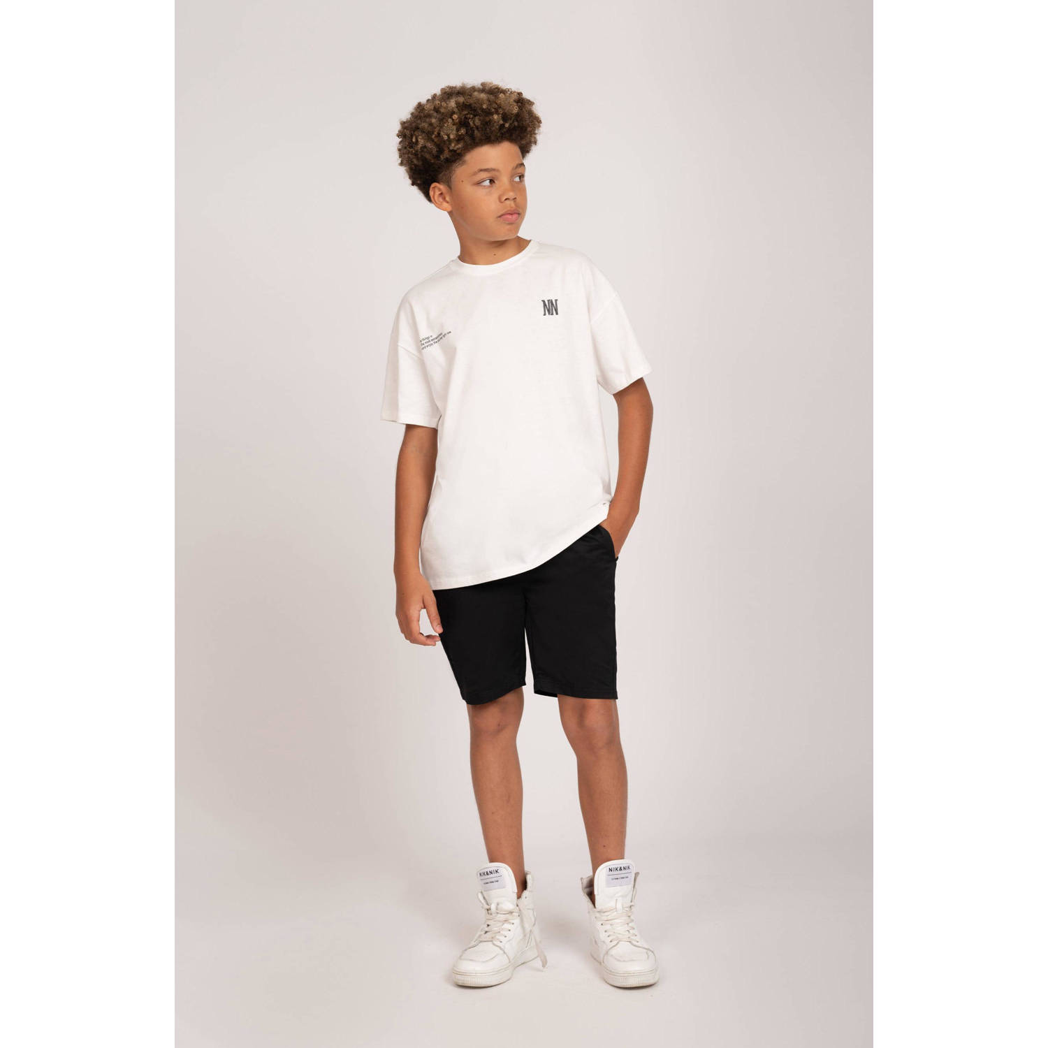 NIK&NIK T-shirt Extraordinary met tekst offwhite Wit Jongens Katoen Ronde hals 128