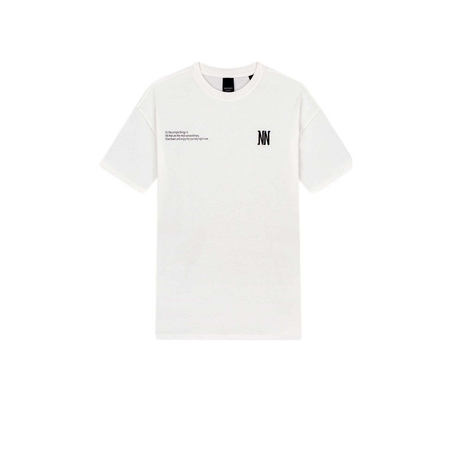 NIK&NIK T-shirt Extraordinary met tekst offwhite Wit Jongens Katoen Ronde hals 140