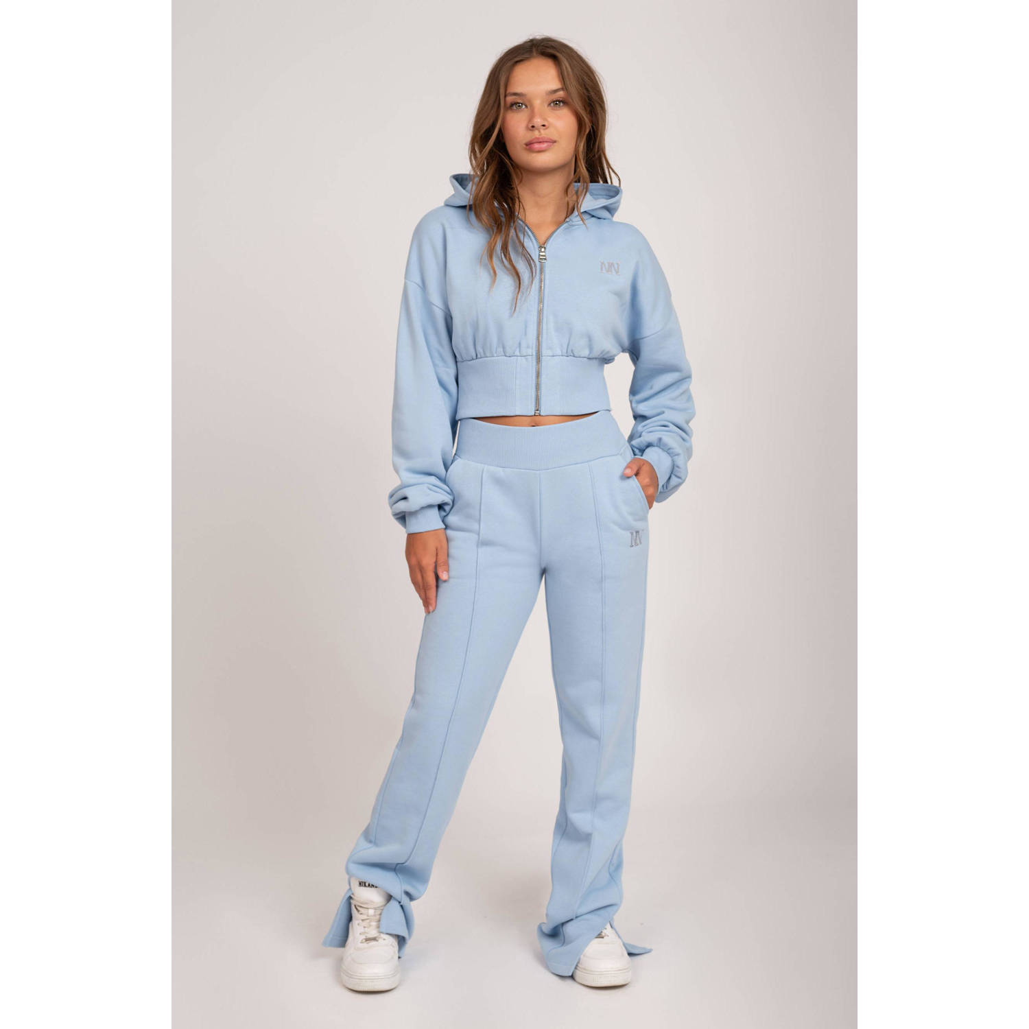 NIK&NIK sweatvest Fos lavendelblauw Effen 128 | Vest van