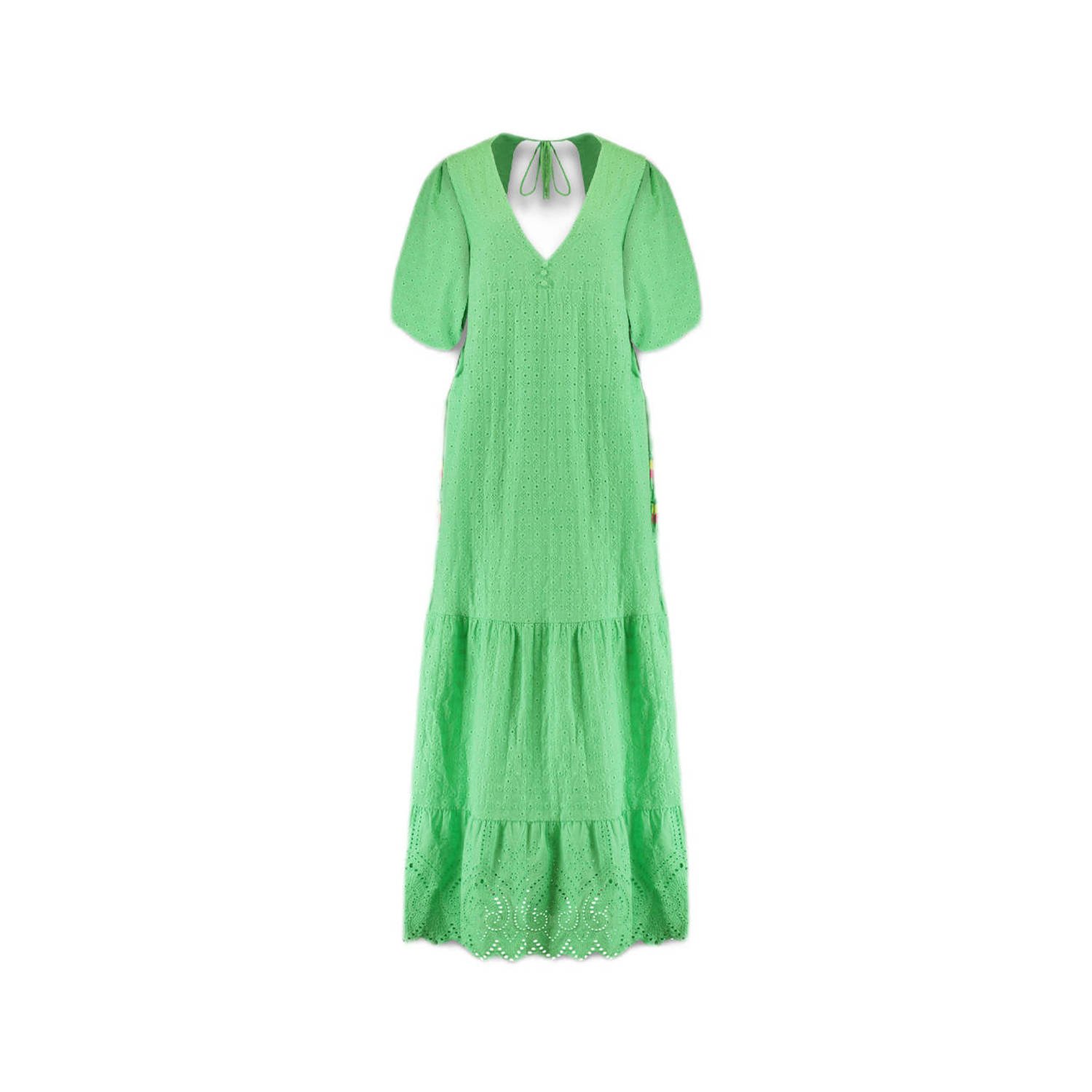 HARPER & YVE maxi jurk LIVA met open rug groen
