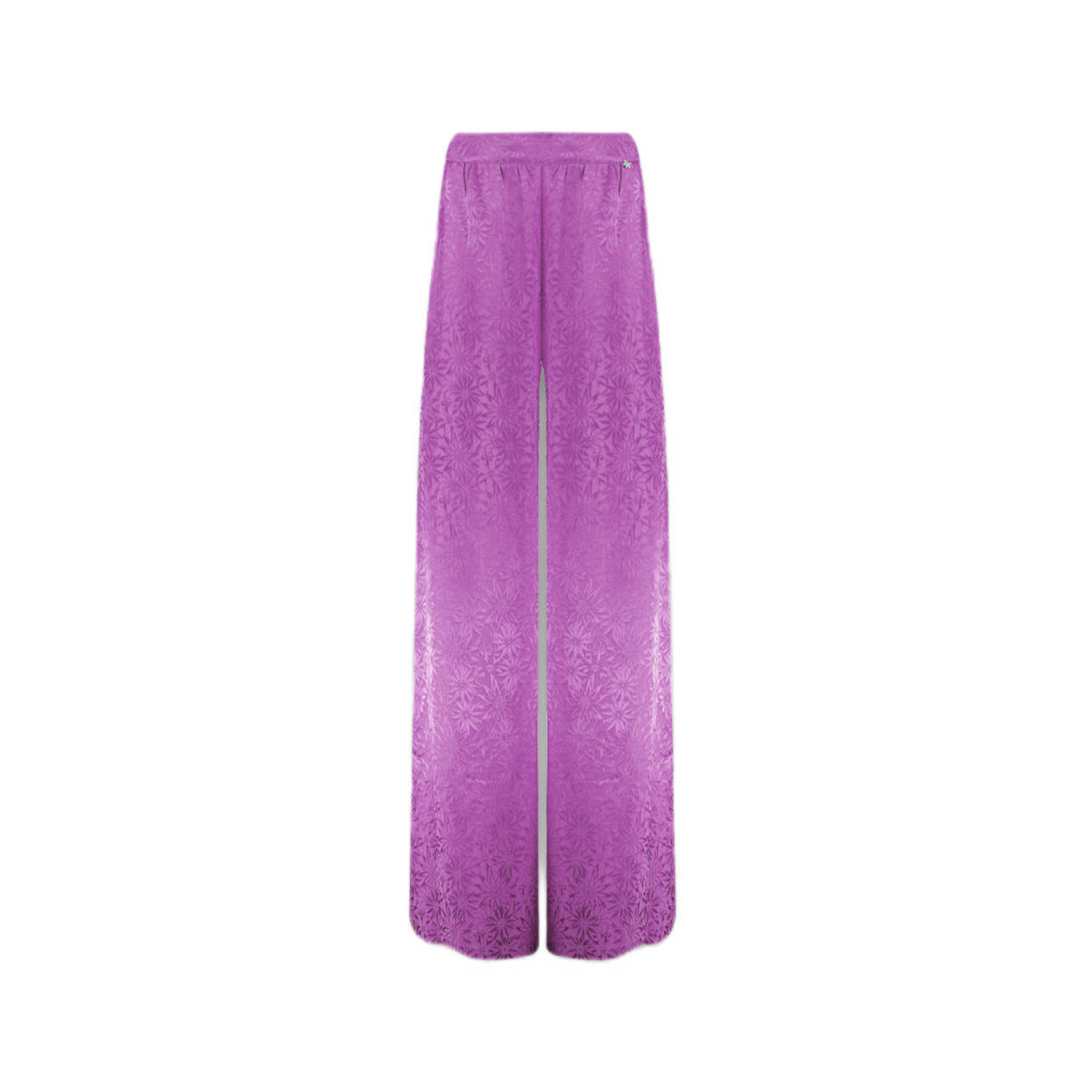 HARPER & YVE gebloemde satijnen high waist wide leg pantalon ROSIE paars