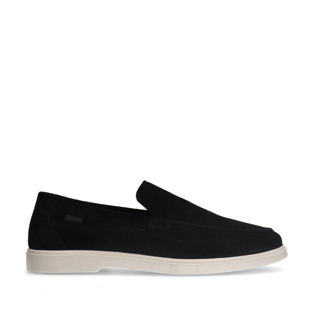 Zwarte heren Manfield suède loafers met effen