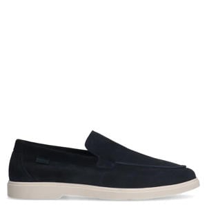 suède loafers donkerblauw