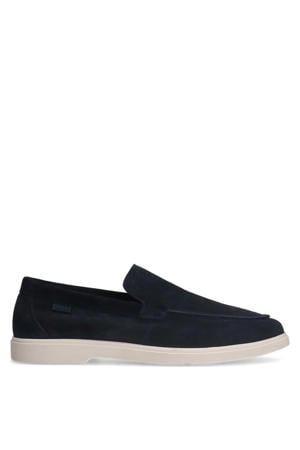 suède loafers donkerblauw