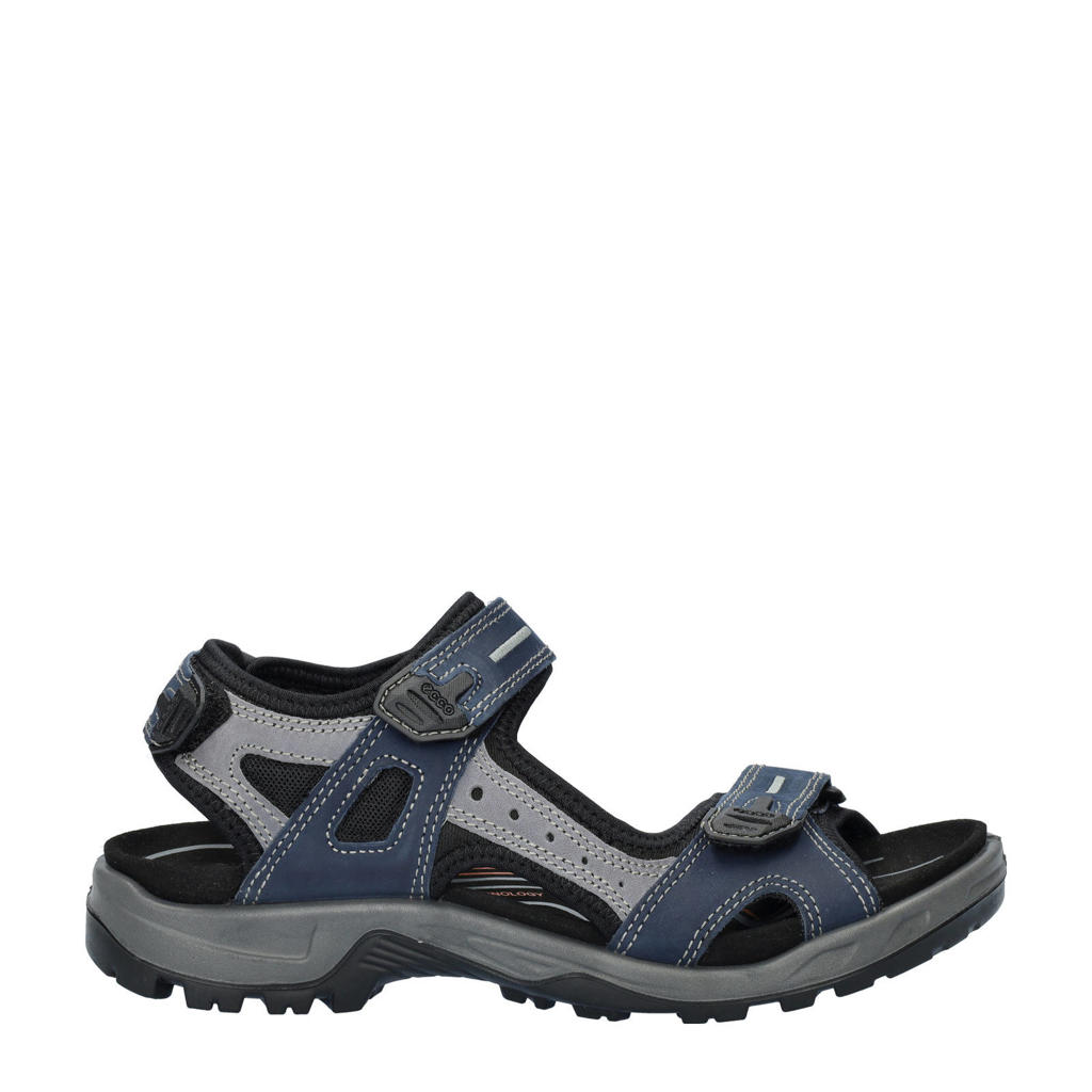 Blauwe heren Ecco nubuck outdoor sandalen met klittenband