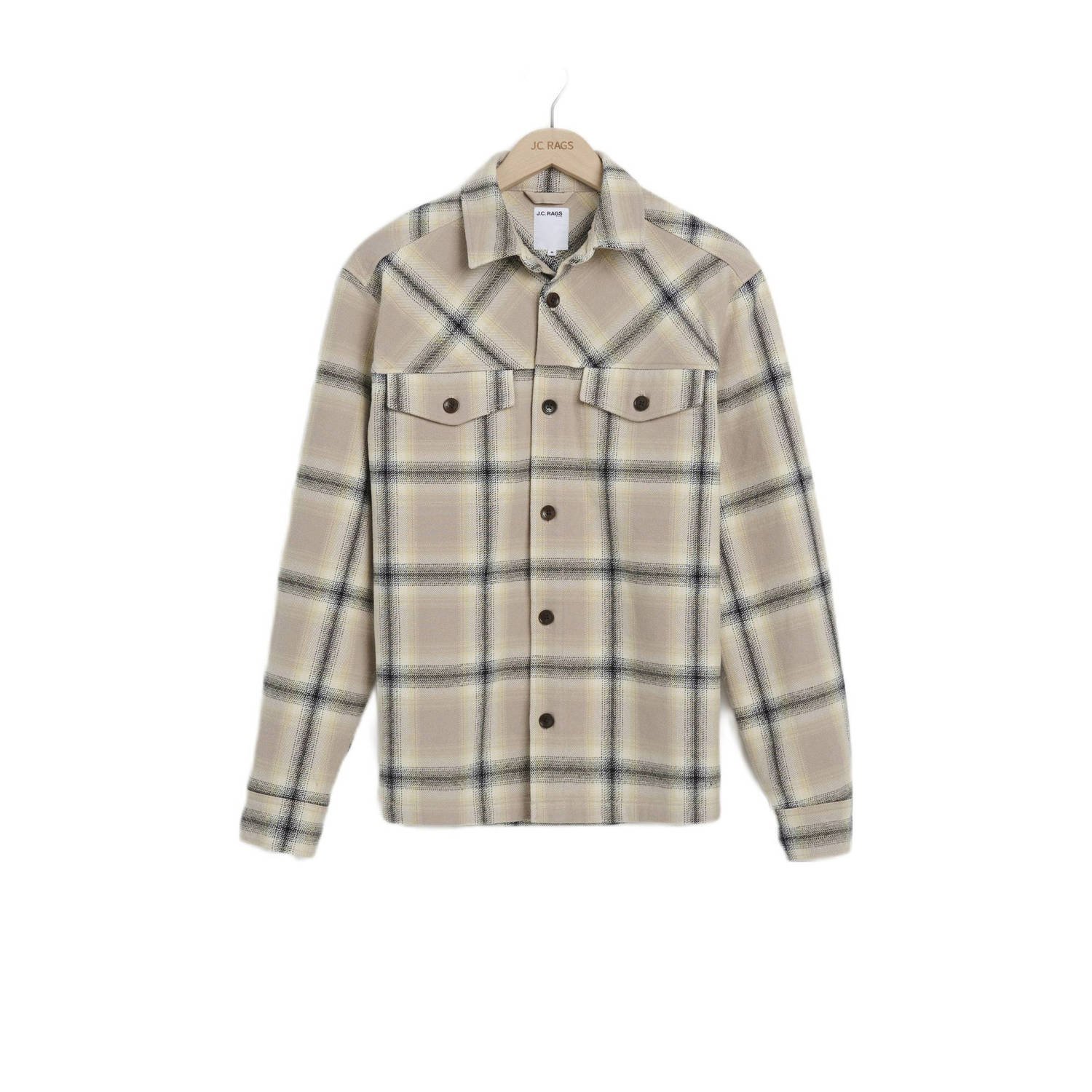 J.C. Rags geruit regular fit overshirt RYLEE bleached sand