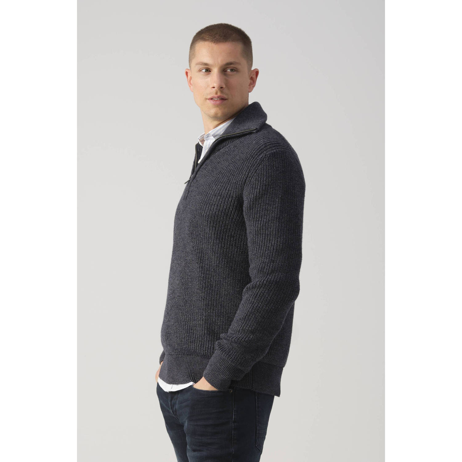 J.C. Rags gebreide trui donkerblauw