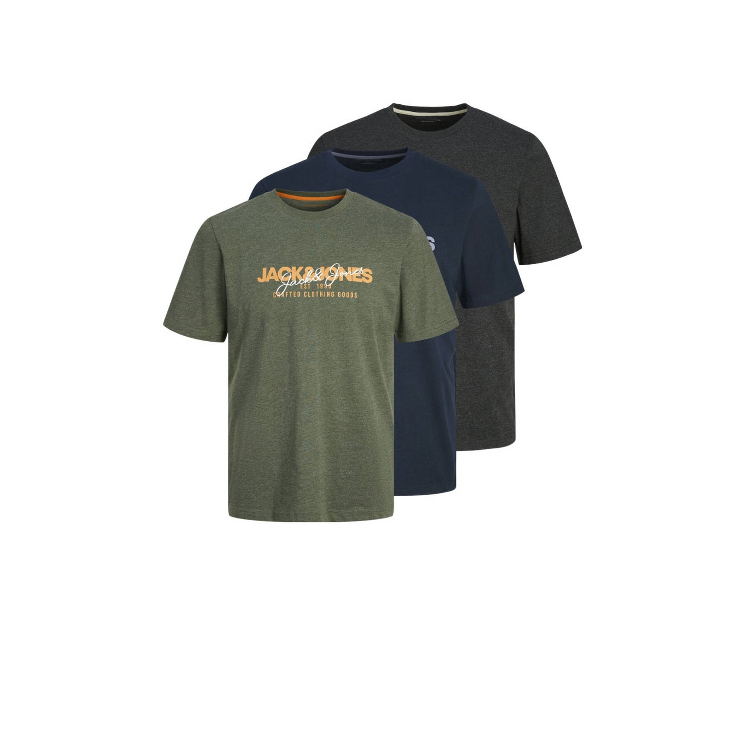 Jack & Jones Shirt met korte mouwen JJALVIS TEE SS CREW NECK 3PK MP (set 3-delig)