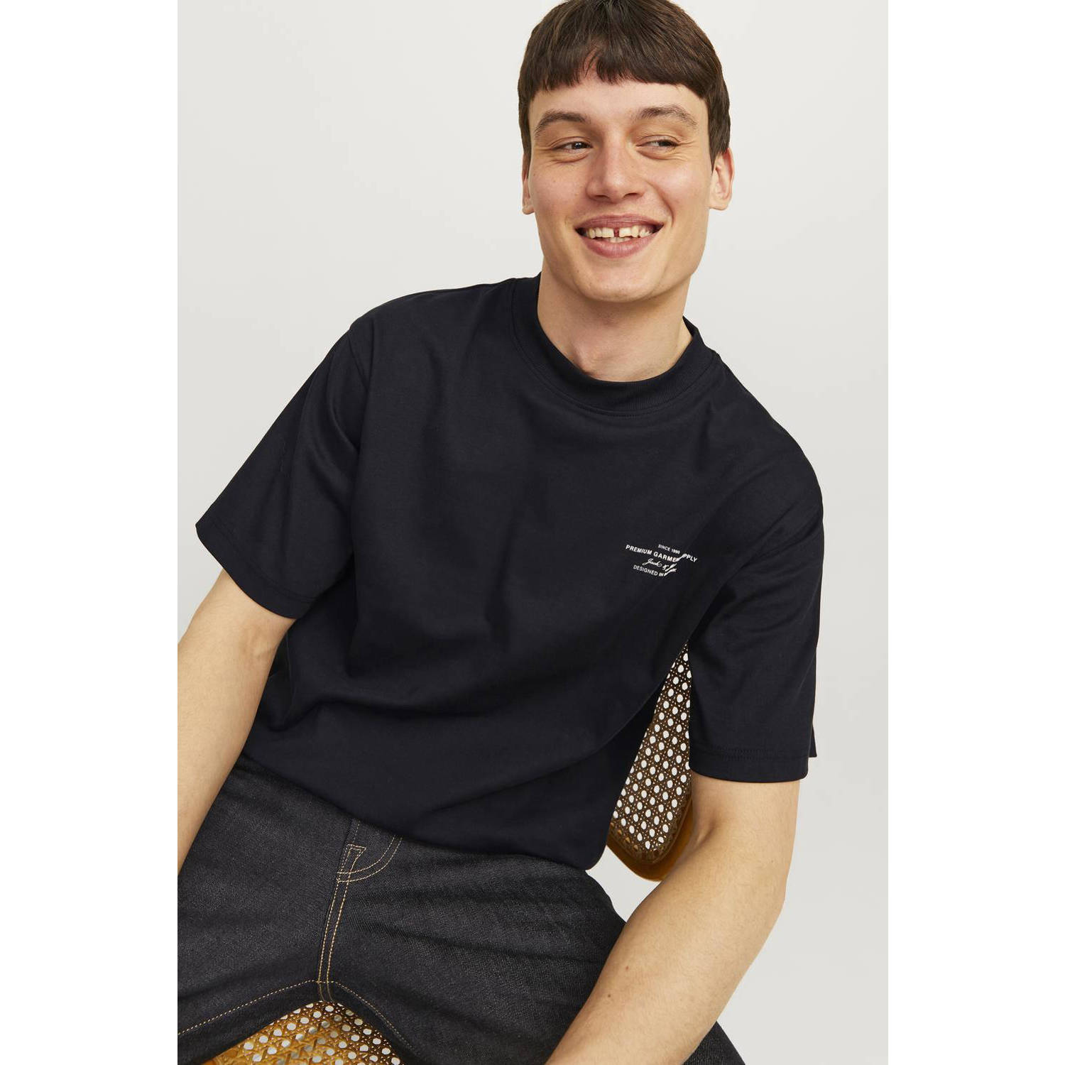 JACK & JONES PREMIUM T-shirt met printopdruk JPRBLACHAD zwart