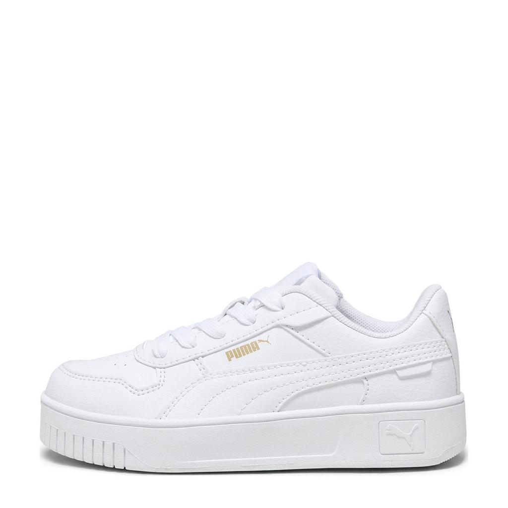 Witte meisjes Puma Carina Street sneakers van leer met veters