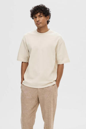 loose fit T-shirt SLHLOOSEOSCAR beige