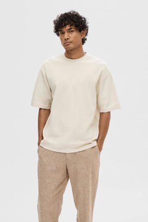 loose fit T-shirt SLHLOOSEOSCAR beige