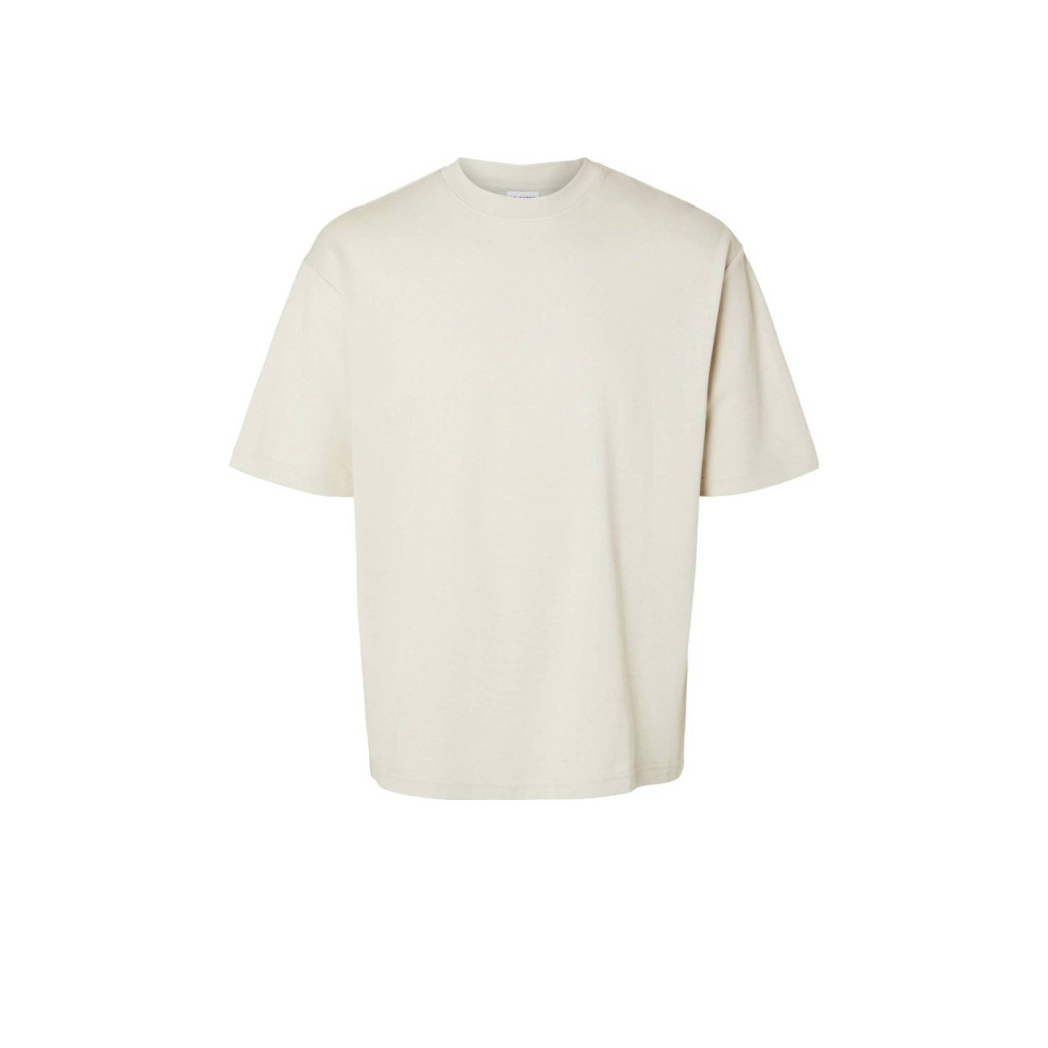 SELECTED HOMME Heren Polo's & T-shirts Slhlooseoscar Ss O-neck Tee Noos Beige